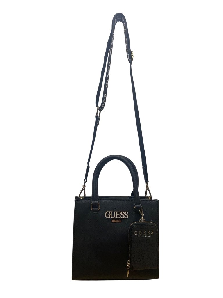 Guess Women’s Black Faux Leather Detachable Strap & Coin Pouch Crossbody Bag